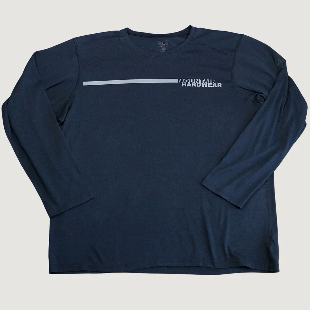 Mountain Hardwear Shirt Mens XL Black Long Sleeve Graphic Logo Performance Tee